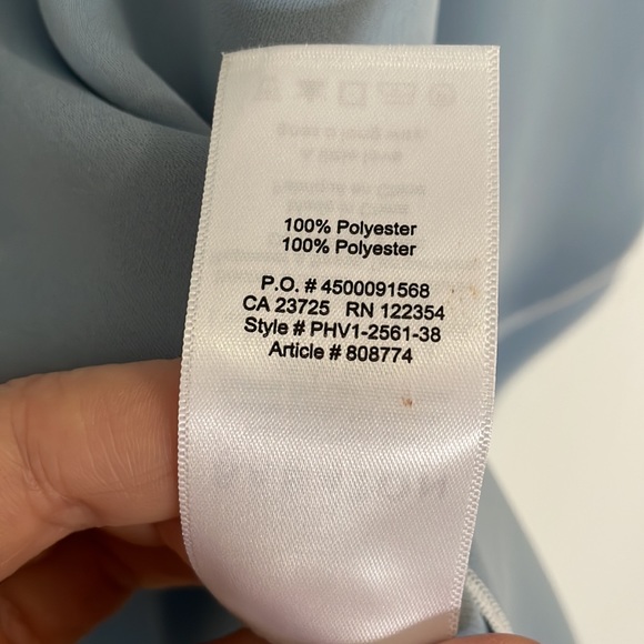 BABATON baby blue with white stitching silk like blouse Size L - Picture 5 of 5